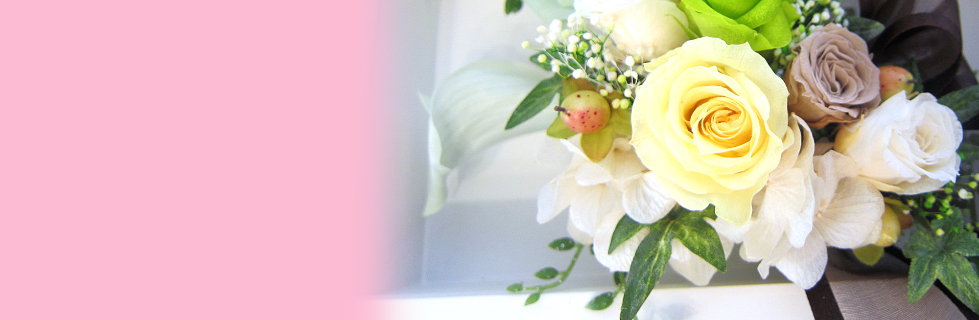 プリザーブドフラワー　ホワイトウォールアート